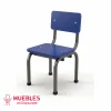 Silla para preescolar reforzada con estructura metálica negra y asiento/respaldo de madera plywood colores variados, ideal para aulas de clases en Nicaragua.